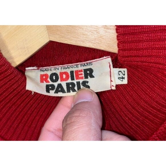 Rodier Vintage Red Lamswool Cardigan Sweater Size 42 Womens - Picture 4 of 7